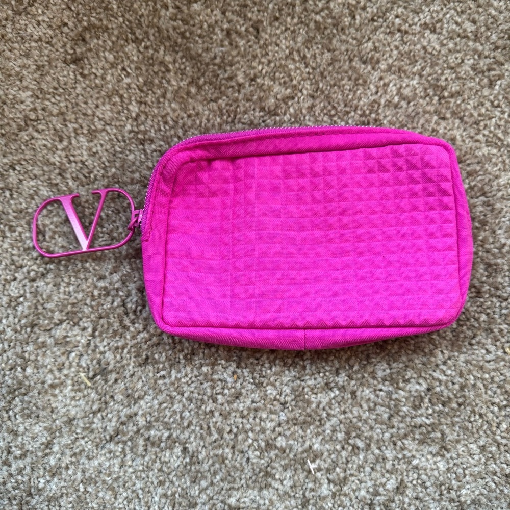 Valentino - Pink Quilted Cosmetic Pouch with V Logo